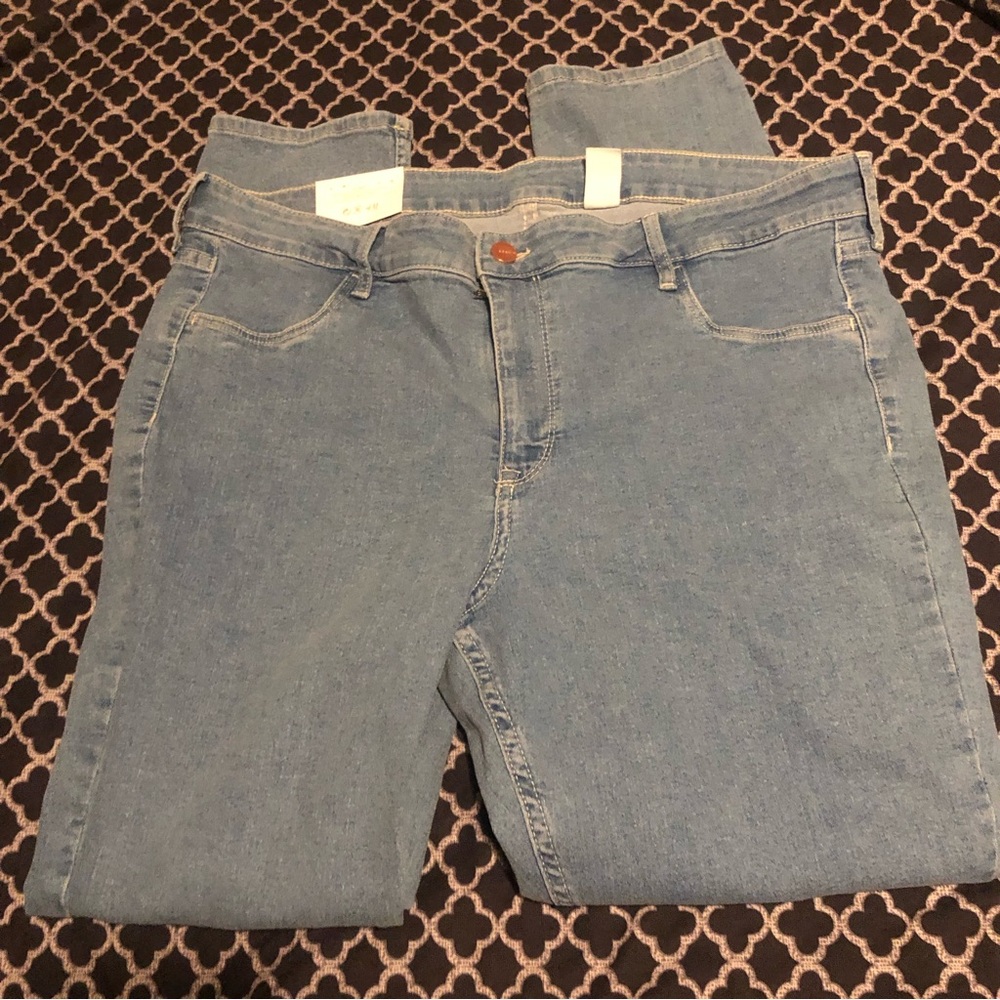 H&M Skinny Jeans Size 18 High Waist Light Wash Stretch Blue B9